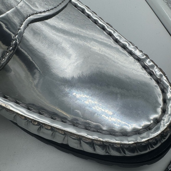 J. Crew Winona lug-sole penny loafers in metallic leather size 9.5 Silver - Picture 3 of 16